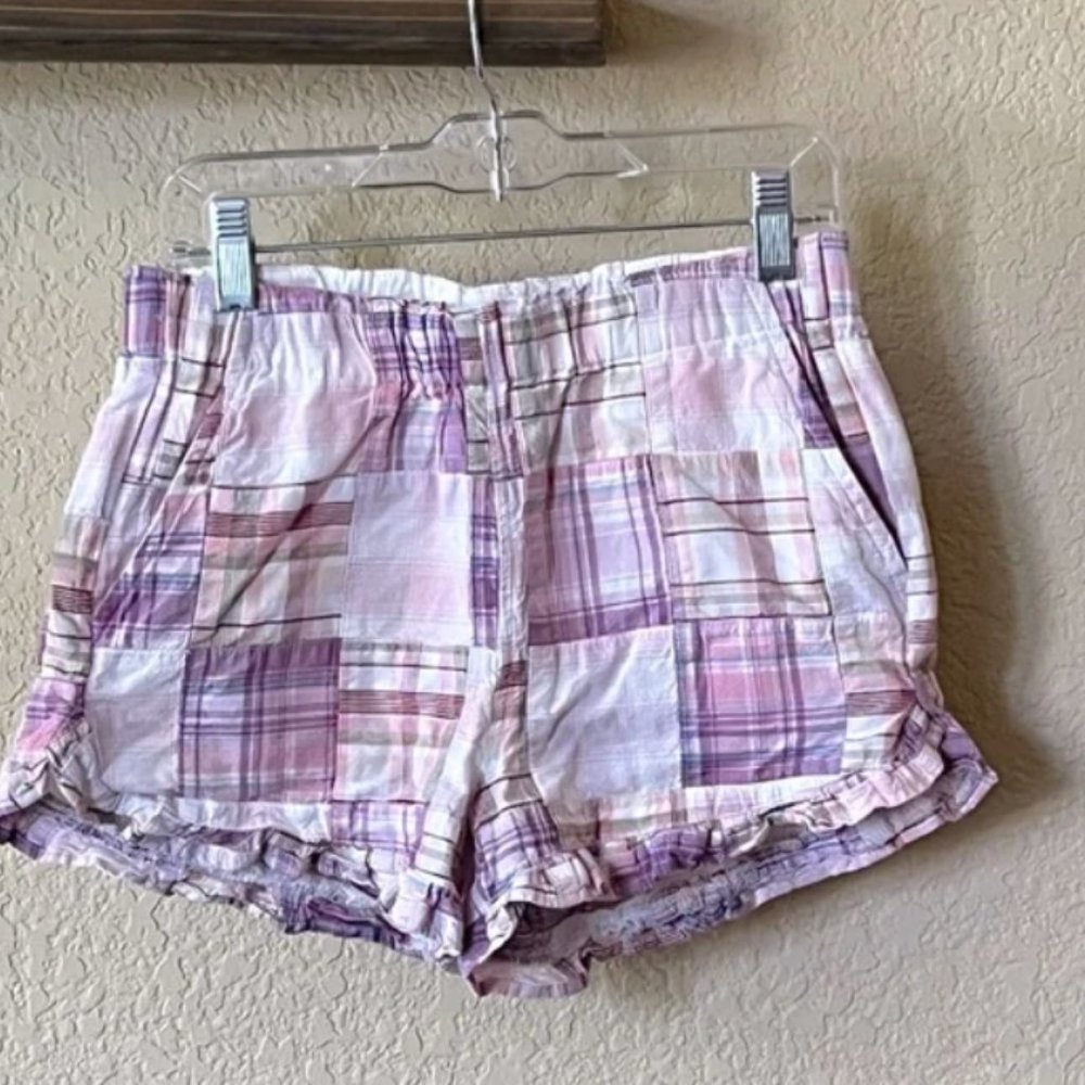 J. Crew Crewcuts Girl’s Pink and Purple Patchwork Plaid Shorts for Girls.